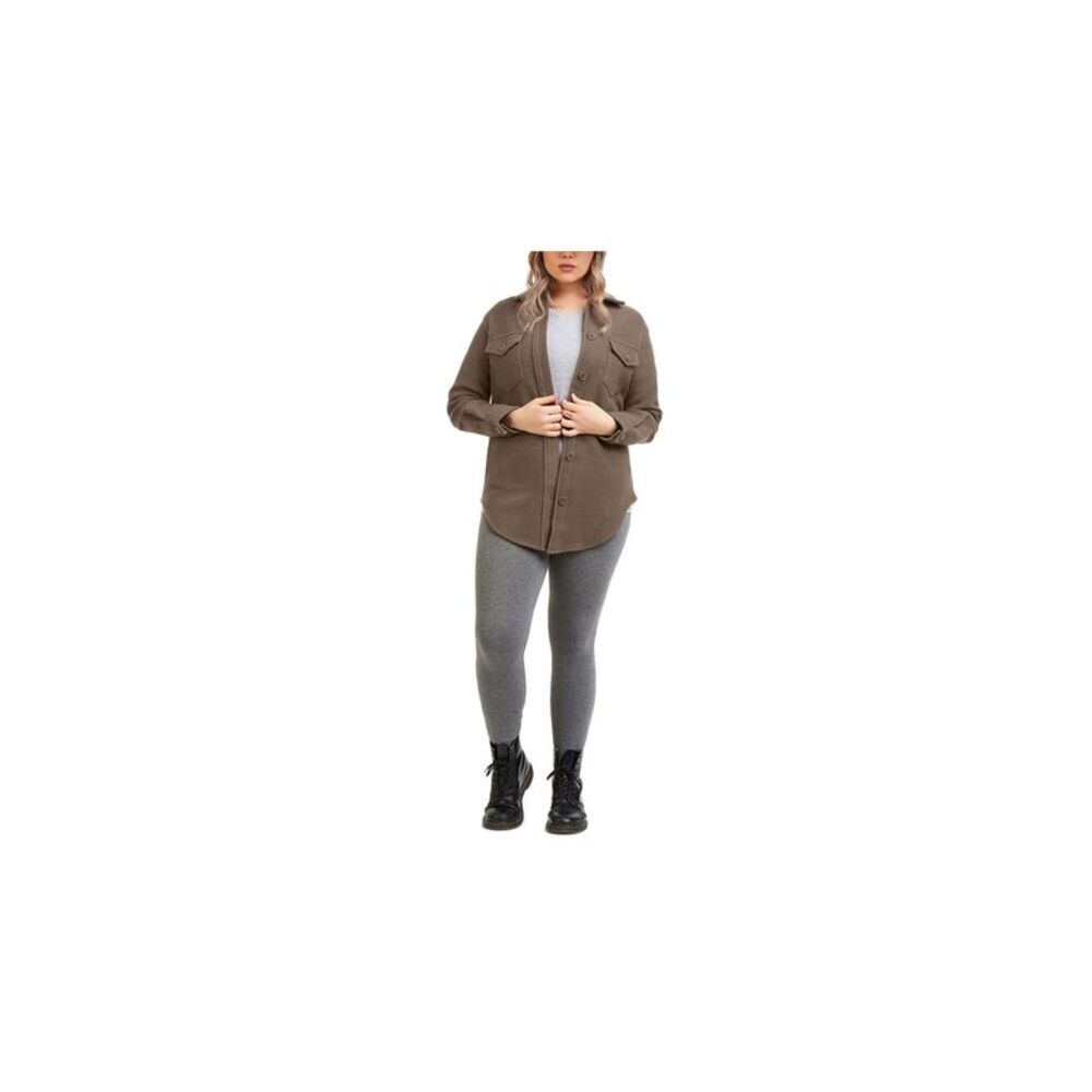 BLACK TAPE Womens Curved Hem Jacket Cuffed Sleeve Button Up Button Down Top